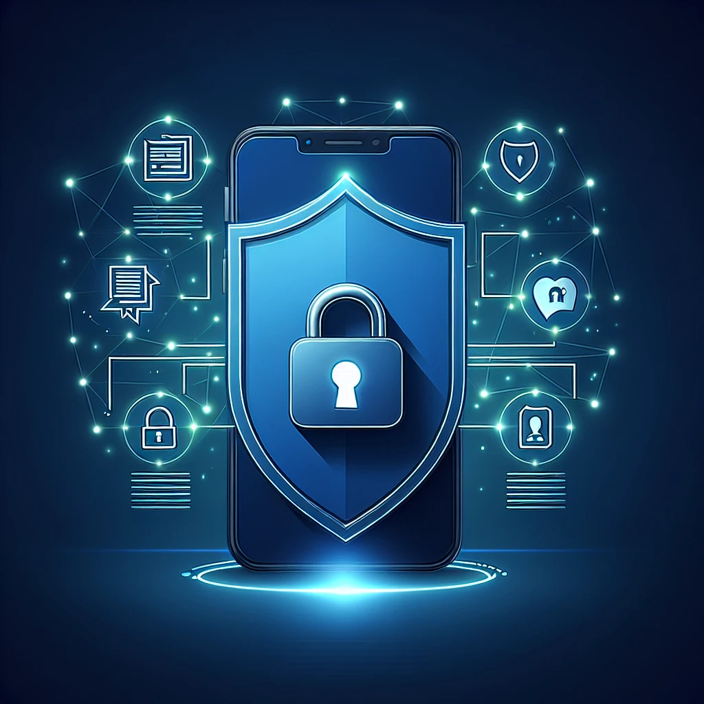 "Imagen de una pantalla de smartphone mostrando una aplicación de mensajería con cifrado de extremo a extremo, destacando características de seguridad para proteger las comunicaciones personales."