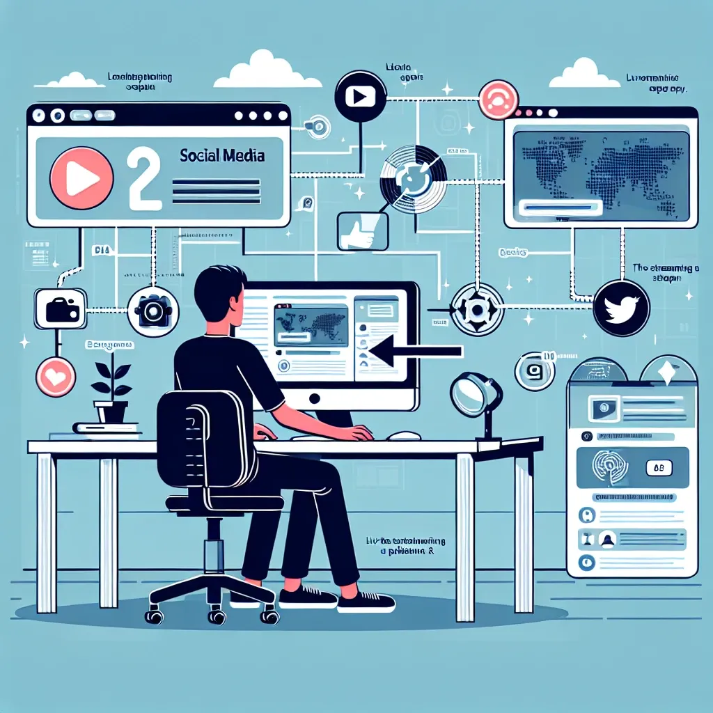 "Cómo agregar enlaces de redes sociales a tu canal de Twitch - Imagen que muestra los pasos para integrar iconos de redes sociales en la configuración del canal de Twitch, destacando plataformas como Twitter, Instagram y YouTube."