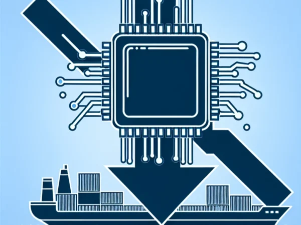 "Gráfico que muestra la caída de acciones de empresas de semiconductores tras las advertencias de Nvidia y AMD sobre restricciones de exportación a China en el contexto del mercado tecnológico."